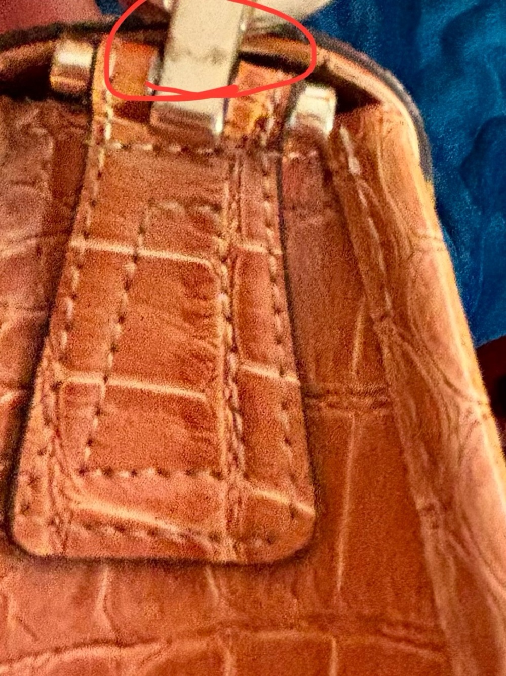 Liz Claiborne 90s Y2K Cognac Croc-Embossed and Woven Straw Shoulder Bag - Picture 11 of 16